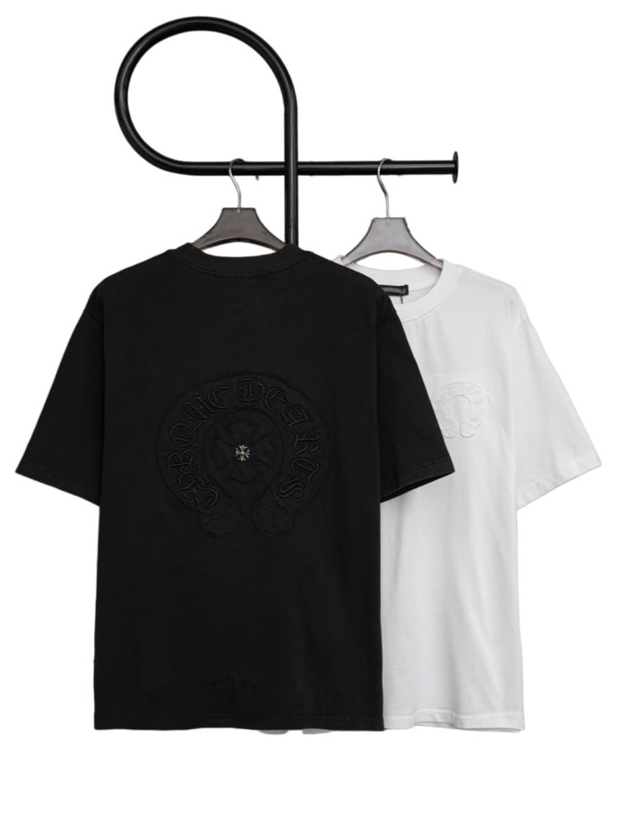 1:1 quality version Front Mini Horseshoe Logo Back Big Circular Horseshoe Ring Cross Embossed Print T-shirt 2 colors 29306904