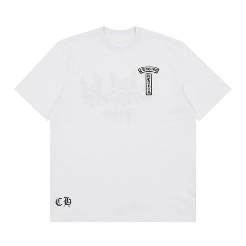 1:1 quality version Front Vertical Gothic Text Emblem Back Hand Drawn Graffiti Character Print T-shirt 2 colors 29306870