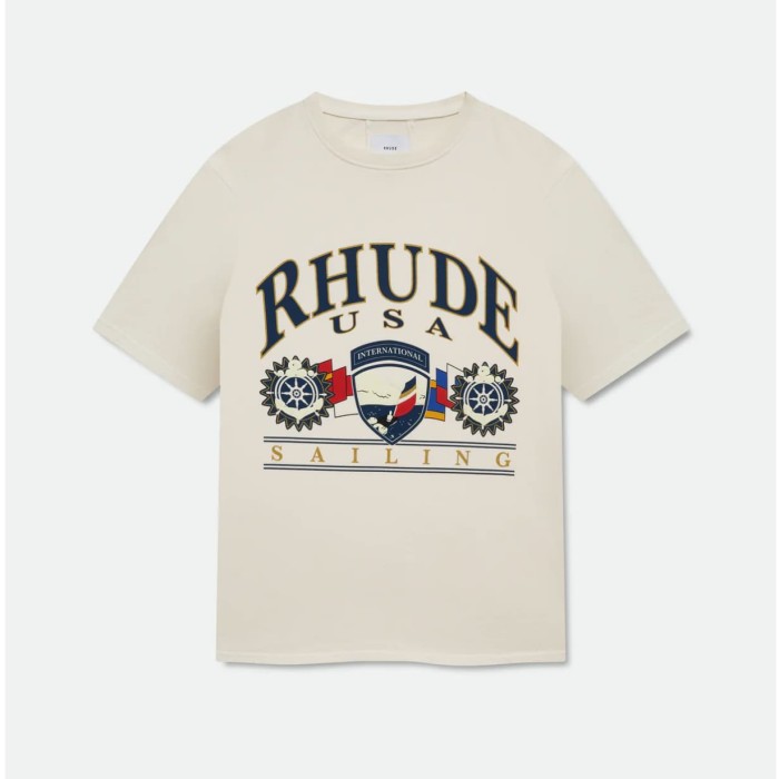 Nautical Ship Wheel Shield Sailing Arch Letter Blank Back Print Tee 2 colors 29311373