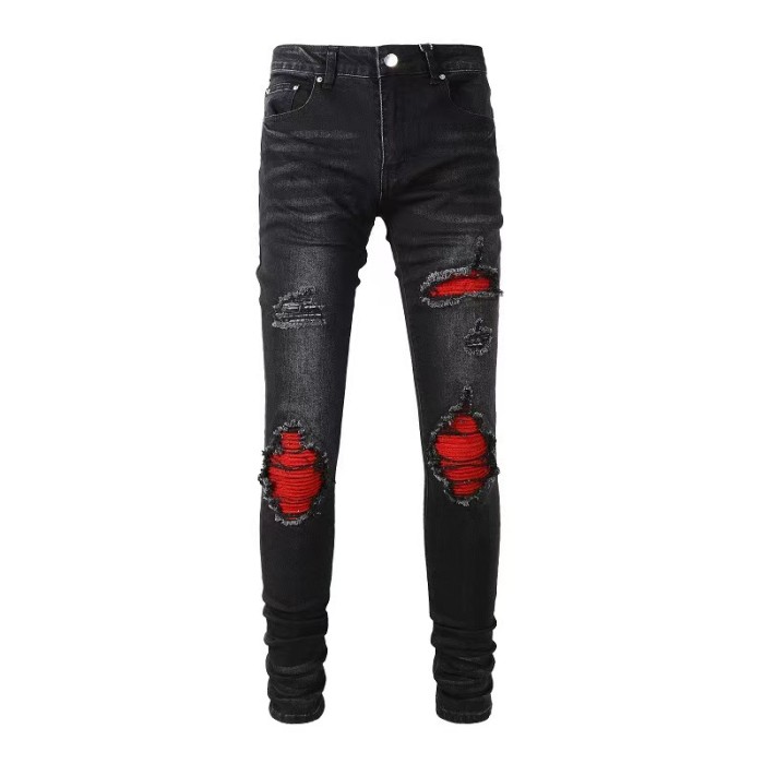 Multi Craft Star Bandage Patch Destroyed Ripped Gradient Wash Slim Stretch DenimJeans 16 colors 29313804