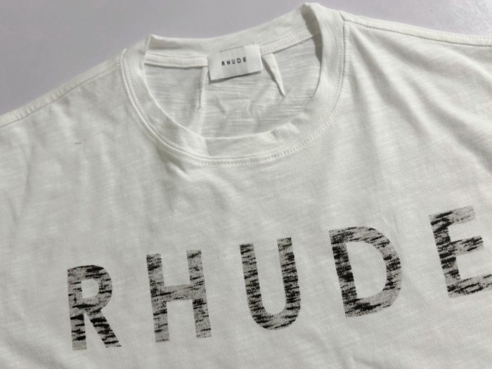 Distressed Textured RHUDE Full Letter Front Faint Mirror Print On Back Tee 29311368