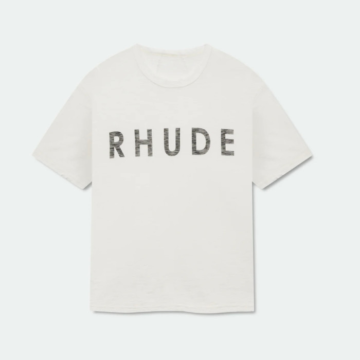 Distressed Textured RHUDE Full Letter Front Faint Mirror Print On Back Tee 29311368