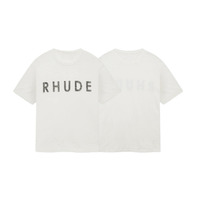 Distressed Textured RHUDE Full Letter Front Faint Mirror Print On Back Tee 29311368