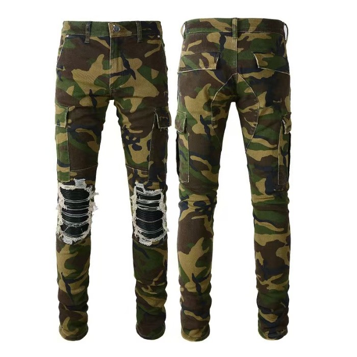 Multi Craft Camo Bandage Patch Splash Paint Gradient Bleach Slim Stretch Wash Slim Stretch Denim Jeans 22 colors 29314265