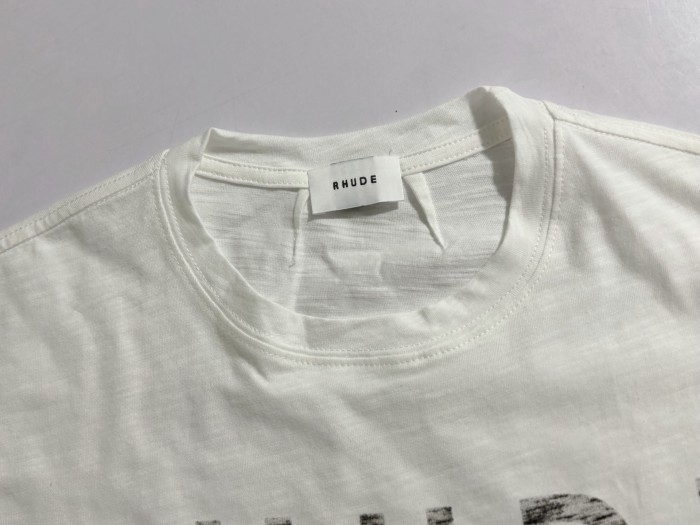 Distressed Textured RHUDE Full Letter Front Faint Mirror Print On Back Tee 29311368