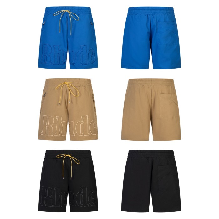 Vintage High Street 3D Logo Embroidery Zipper Pockets Elastic Waist Shorts 3 colors 29311411
