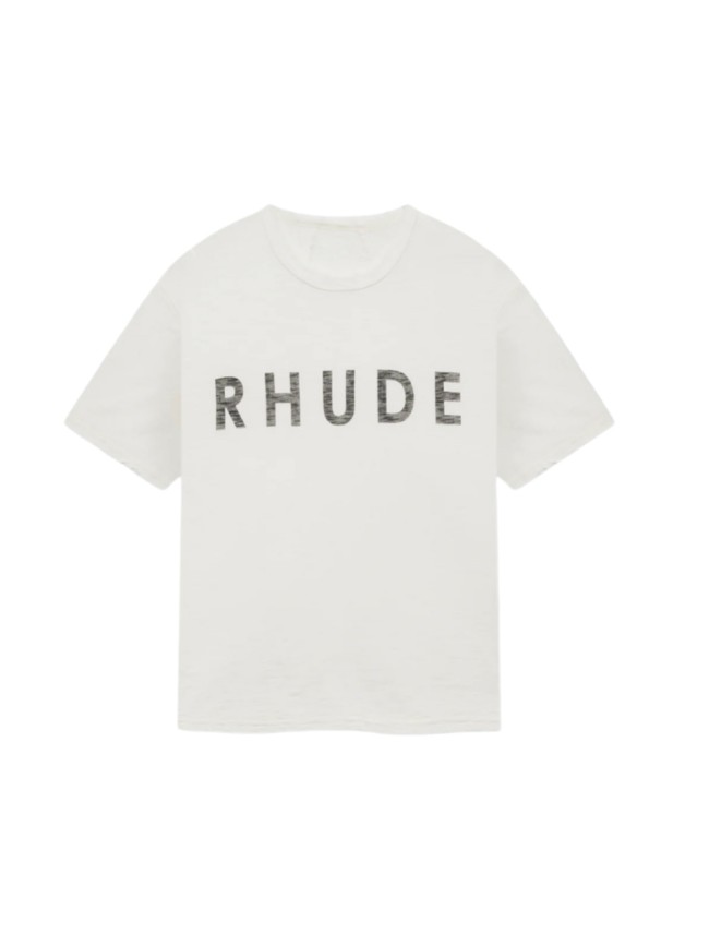 Distressed Textured RHUDE Full Letter Front Faint Mirror Print On Back Tee 29311368