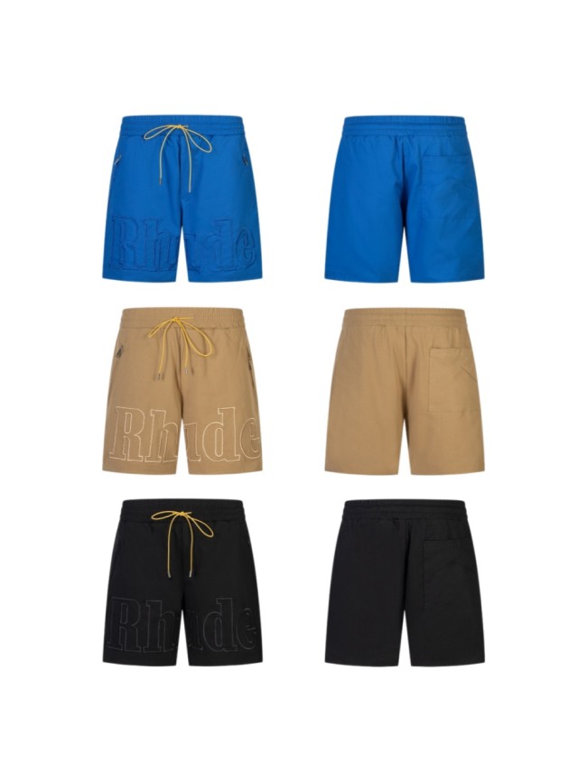 Vintage High Street 3D Logo Embroidery Zipper Pockets Elastic Waist Shorts 3 colors 29311411