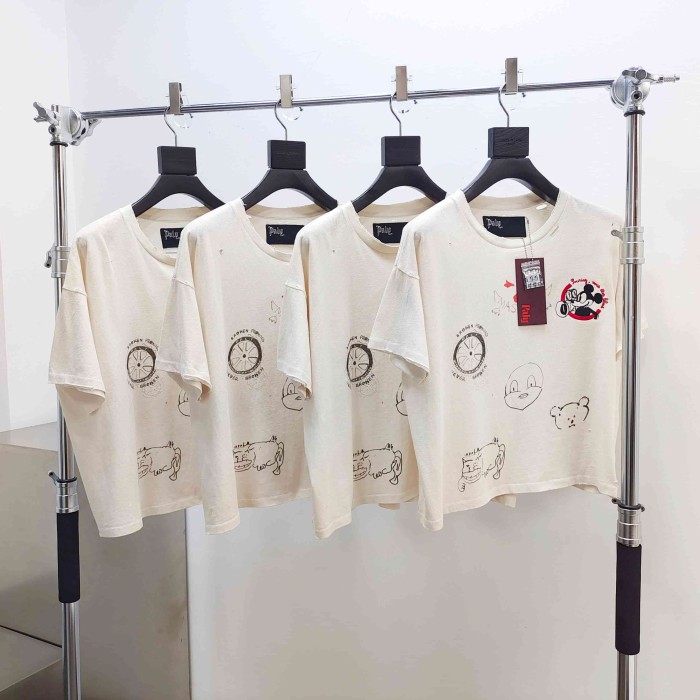 [Big & Tall for weights up to 260 lbs]1:1 quality version Cartoon Embroidery Beige Graffiti Tee 29319595