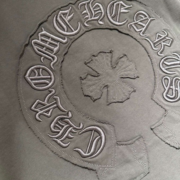 1:1 quality version American High Street Vintage Distressed Raw Edge Horseshoe Cross Patch Embroidery Loose Fit Unisex T-shirt 3 colors 29319387