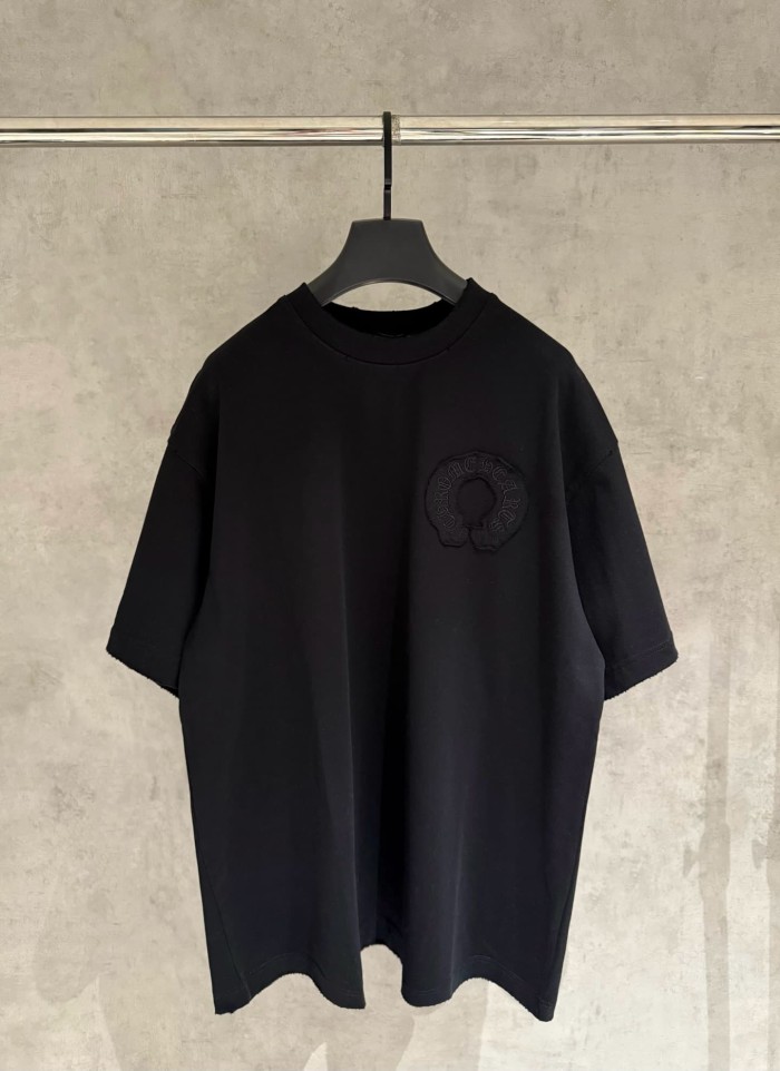 1:1 quality version American High Street Vintage Distressed Raw Edge Horseshoe Cross Patch Embroidery Loose Fit Unisex T-shirt 3 colors 29319387