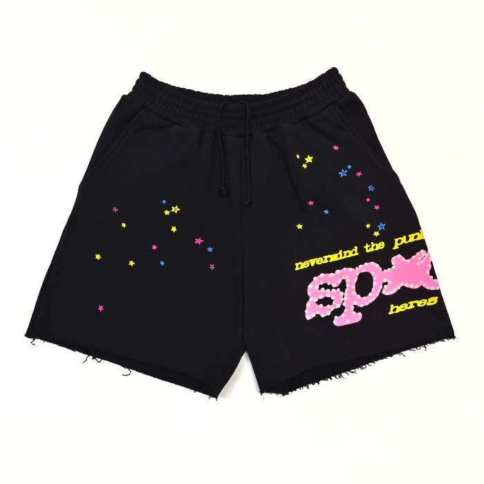 [Big & Tall for weights up to 220 lbs]1:1 quality version Pink Letter Black Mesh Black Zip Hoodie & Shorts Set 29319550