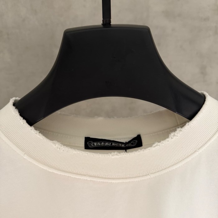 1:1 quality version American High Street Vintage Distressed Raw Edge Horseshoe Cross Patch Embroidery Loose Fit Unisex T-shirt 3 colors 29319387