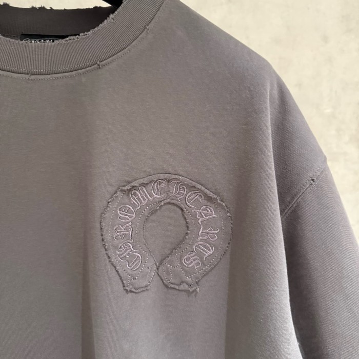 1:1 quality version American High Street Vintage Distressed Raw Edge Horseshoe Cross Patch Embroidery Loose Fit Unisex T-shirt 3 colors 29319387