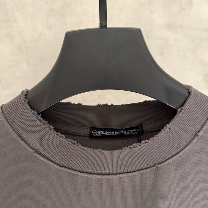 1:1 quality version American High Street Vintage Distressed Raw Edge Horseshoe Cross Patch Embroidery Loose Fit Unisex T-shirt 3 colors 29319387