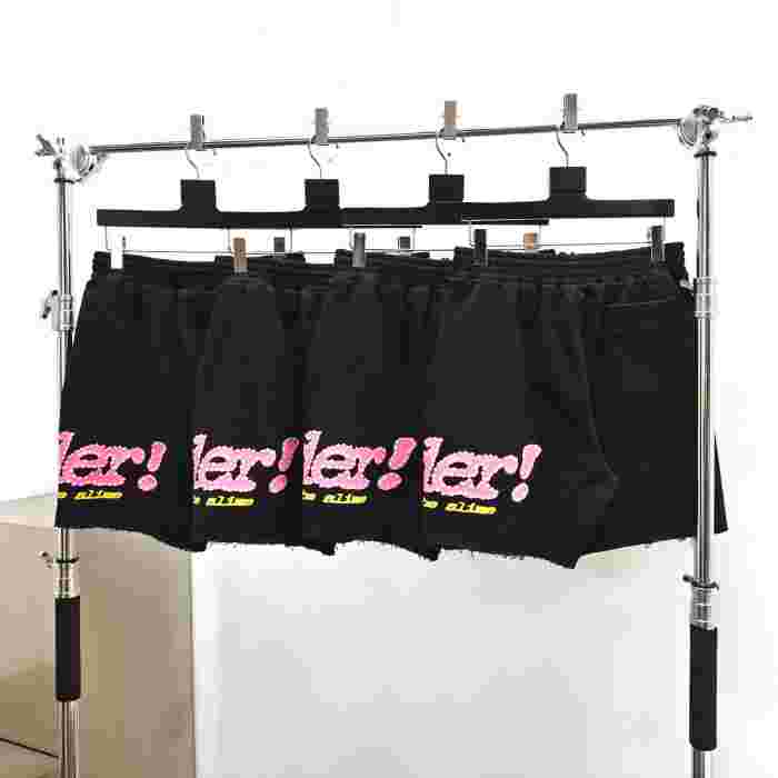 [Big & Tall for weights up to 220 lbs]1:1 quality version Pink Letter Black Mesh Black Zip Hoodie & Shorts Set 29319550