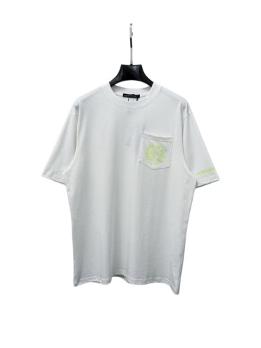 1:1 quality version Fluorescent Green Horseshoe Cross Print Pocket Detail Oversized Crew Neck T-shirt 2 colors 29319396
