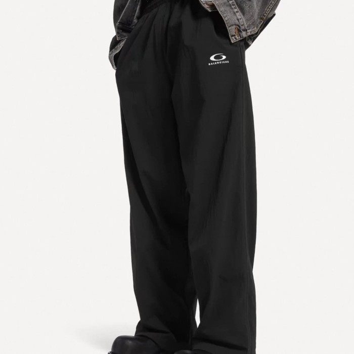 1:1 quality version Quick Dry Nylon Fabric Drawstring Elastic Waist Curved Mini Logo Embroidery Drape Wide Leg Straight Athletic Pants 29321123