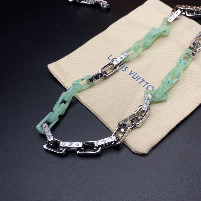 Color Block Bamboo Joint Monogram Paperclip Chain Necklace & Bracelet 8 colors 29321604