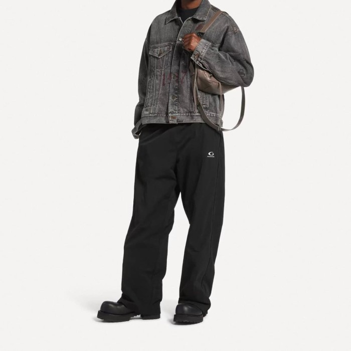 1:1 quality version Quick Dry Nylon Fabric Drawstring Elastic Waist Curved Mini Logo Embroidery Drape Wide Leg Straight Athletic Pants 29321123