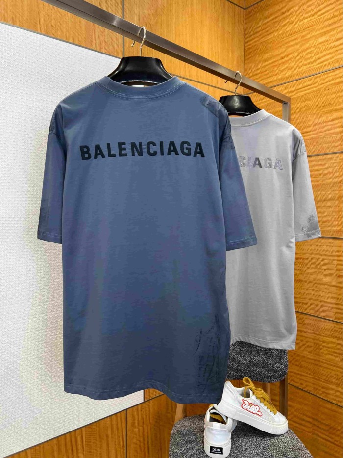 1:1 quality version Letter Embroidery Back Large Letter Print Bottom Gradient Scratch Mottled Distressed Oversized T-shirt 2 colors 29321475