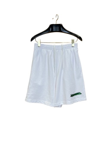 1:1 quality version  Drawstring Elastic Waist Raw Edge Hem Cracked Green Paint Letter Print Wide Leg Five Inch Athletic Sweat Shorts 29321419