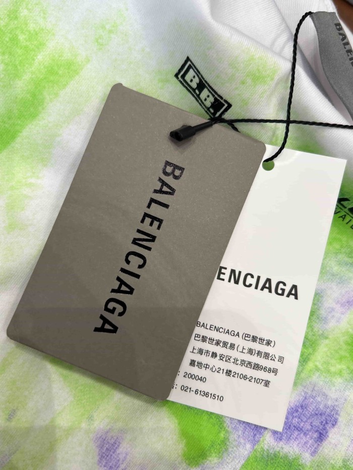 1:1 quality version Tropical Palm Gradient Spray Paint Print Multi Element Badge Small Text Slogan Oversized Drop Shoulder T-shirt 29321499