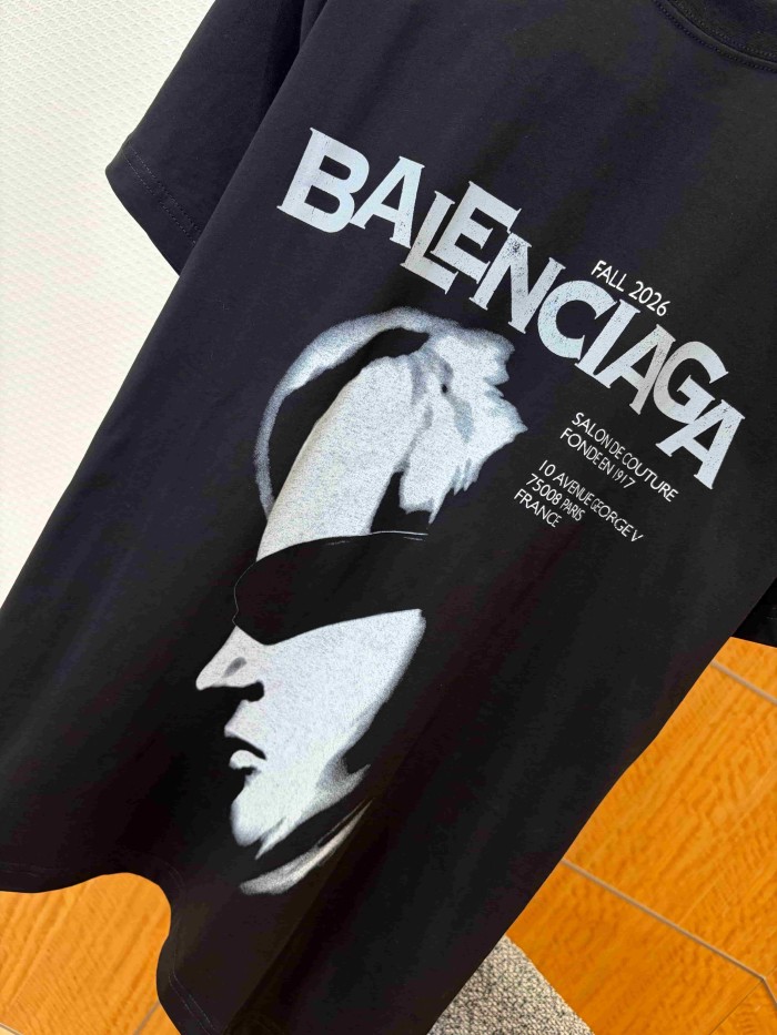 1:1 quality version Dark Streetwear Side Profile Portrait Letter Slogan Print Heavy Washed Crew Neck Oversized Drop Shoulder T-shirt 29321108