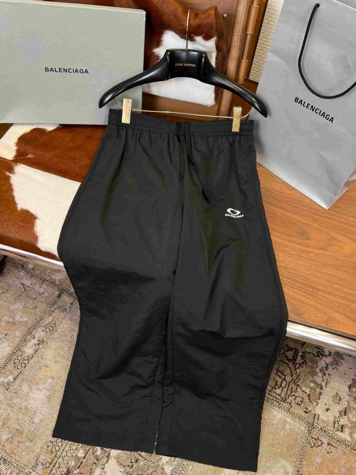1:1 quality version Quick Dry Nylon Fabric Drawstring Elastic Waist Curved Mini Logo Embroidery Drape Wide Leg Straight Athletic Pants 29321123