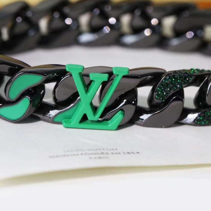 Black Green Crystal Cuban Link Bracelet 29321601