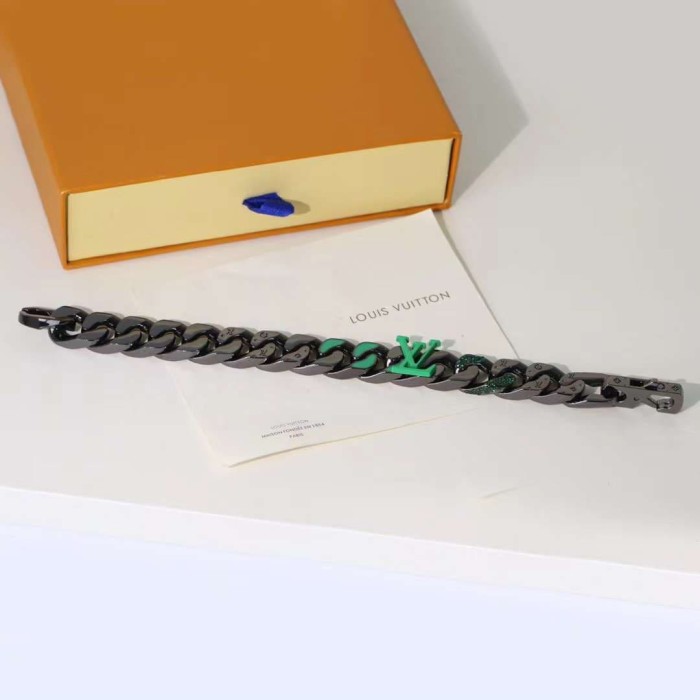 Black Green Crystal Cuban Link Bracelet 29321601