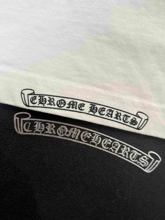 1:1 quality version Neck Wrap Gothic Letter Pocket Dagger Floral Print Back Scroll Cursive Font Oversized T-shirt 2 colors 29321079
