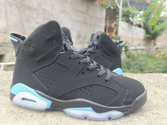 [plus-size shoes] Air @j6 Retro Classic Street Style Breathable Perforated Black UNC Blue Transparent Outsole Casual Sports Shoes 29322768