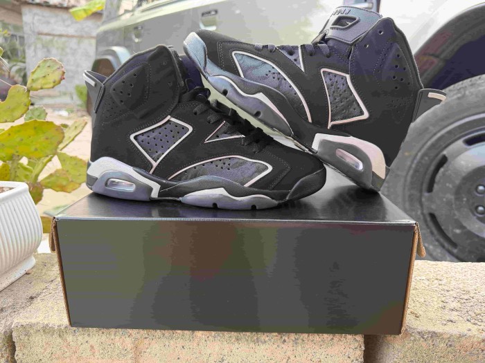 Copy [plus-size shoes] Air @j6 Air Cushion Shock Absorbing Black Grey Outline High Top Basketball Sneakers 29322801