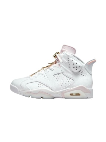 [plus-size shoes] Air @j6 Gold Hoops White Pink Gold Pendant High Top Basketball Sneakers 29322837