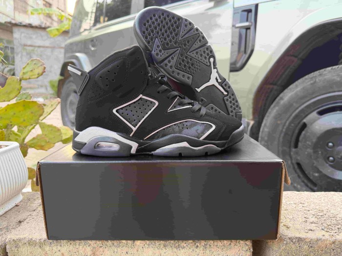 Copy [plus-size shoes] Air @j6 Air Cushion Shock Absorbing Black Grey Outline High Top Basketball Sneakers 29322801