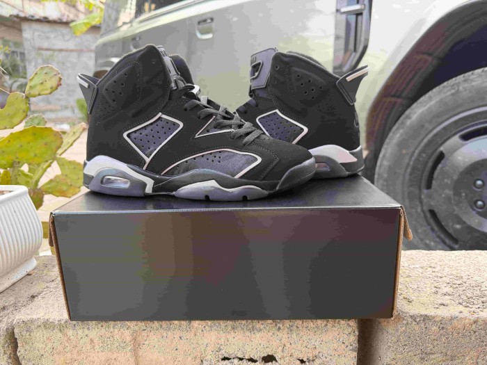 Copy [plus-size shoes] Air @j6 Air Cushion Shock Absorbing Black Grey Outline High Top Basketball Sneakers 29322801