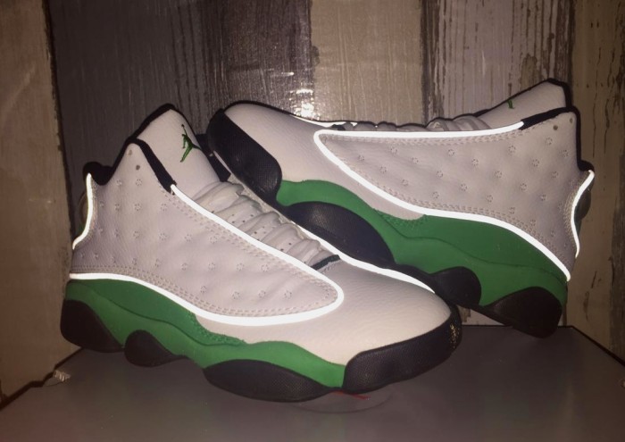 [plus-size shoes] Air @j13 Lucky Green GS Cushioned White and Green High-Top Vintage Basketball Shoes 29324231