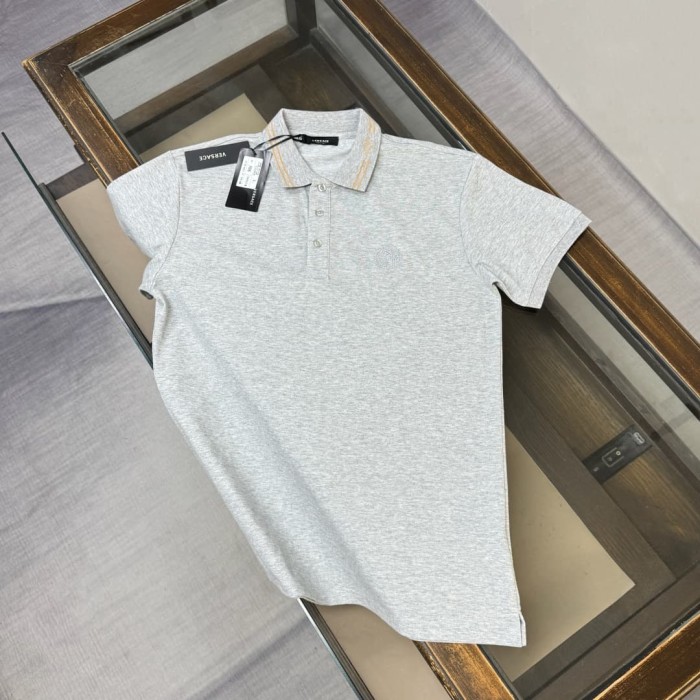 Double Line Collar Chest Badge Embroidery Polo Shirt 4 colors 2932423