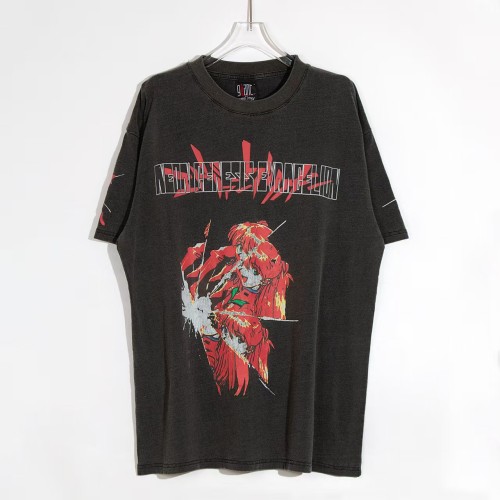 Asuka Broken Anime Back Temple SEHNSUCHT German Slogan Print Washed Drop Shoulder Tee 29324494