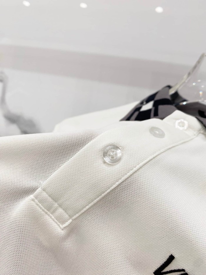 Contrast Collar Chest Logo Letter Embroidery Polo Shirt 4 colors 2932422