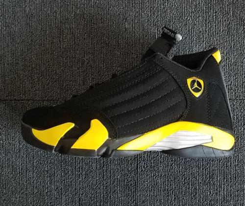 [plus-size shoes] Air @j14 Thunder Retro Black Yellow Full Grain Leather Shock Absorbing Basketball Sneakers 29323925