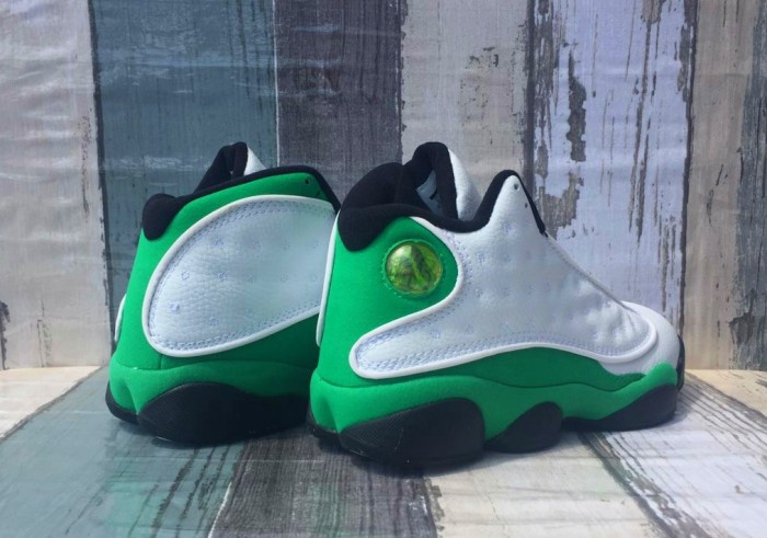 [plus-size shoes] Air @j13 Lucky Green GS Cushioned White and Green High-Top Vintage Basketball Shoes 29324231
