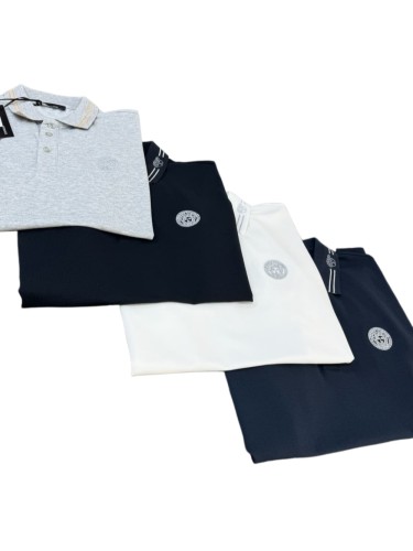 Double Line Collar Chest Badge Embroidery Polo Shirt 4 colors 2932423