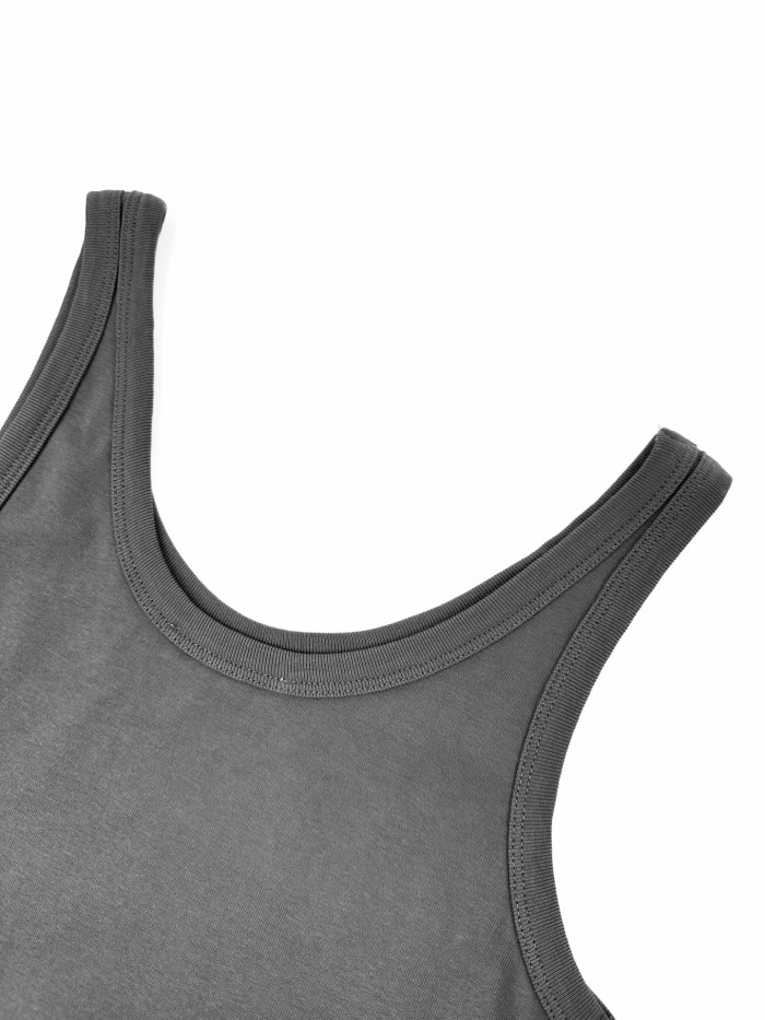 1:1 quality version U Neck Wide Strap Tank Top Triangle Metal Logo Fitted Bodycon Mini Slip Dress 29329316