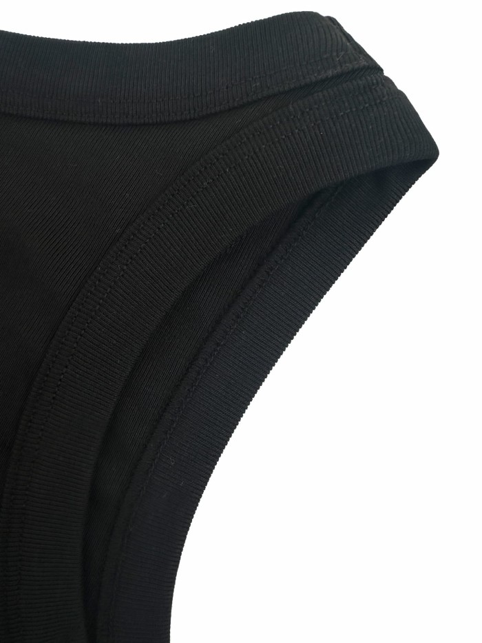 1:1 quality version Chest Metal Triangle Plate Vertical Rib Slim Cropped Tank Top 2 colors 29330349