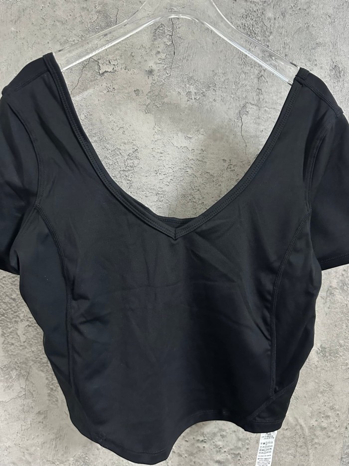 1:1 quality version Wide U Open Back V Neck Fitted Shoulder T-Shirt 2 colors 29330399