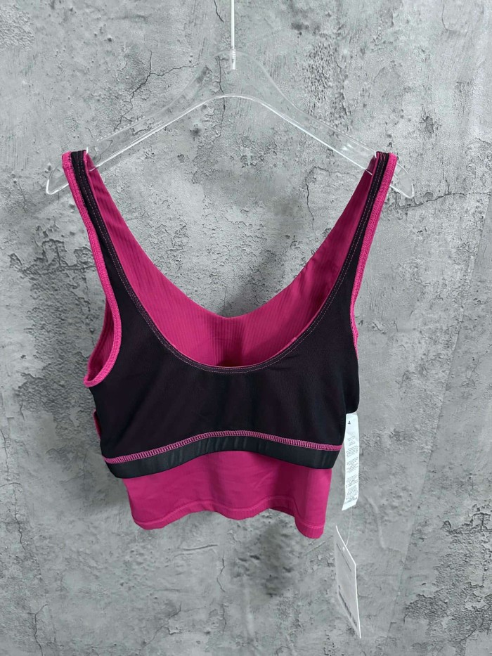 1:1 quality version V Neck Thin Strap Vertical Rib Built In Fixed Bra Pad Cropped Waist Open Back Camisole Tank Top 5 colors 29330357
