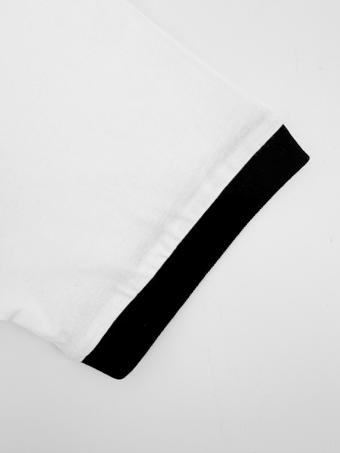 1:1 quality version Black White Contrast Binding Vintage Letter Embroidery Cropped T-shirt 2 colors 29330340