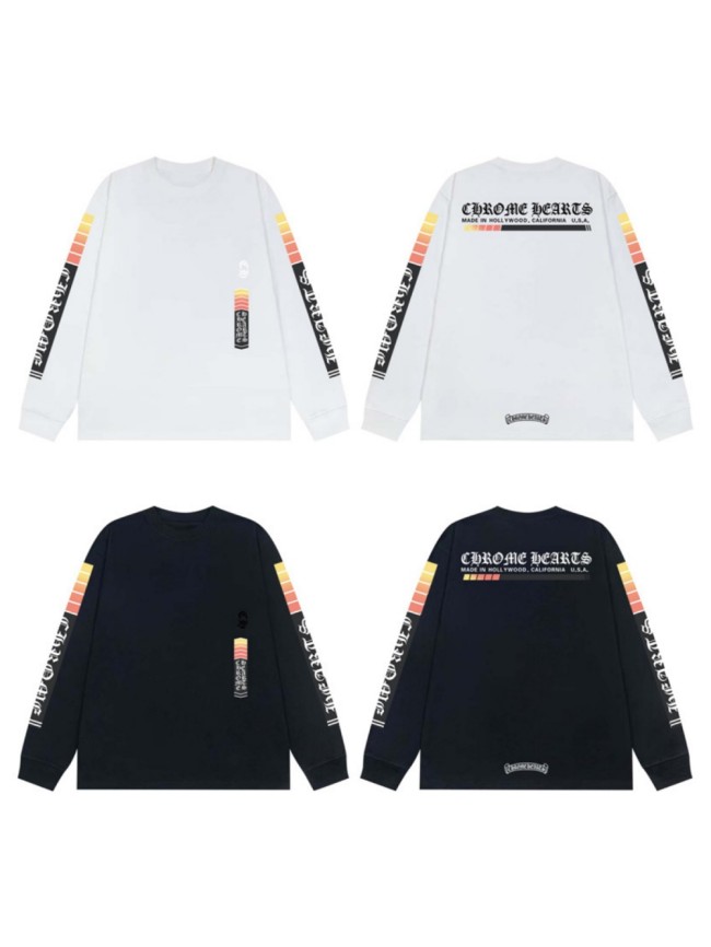 Gradient Orange Yellow Thermal Stripe Sanskrit Print Long Sleeve T-Shirt 2 colors 29331530